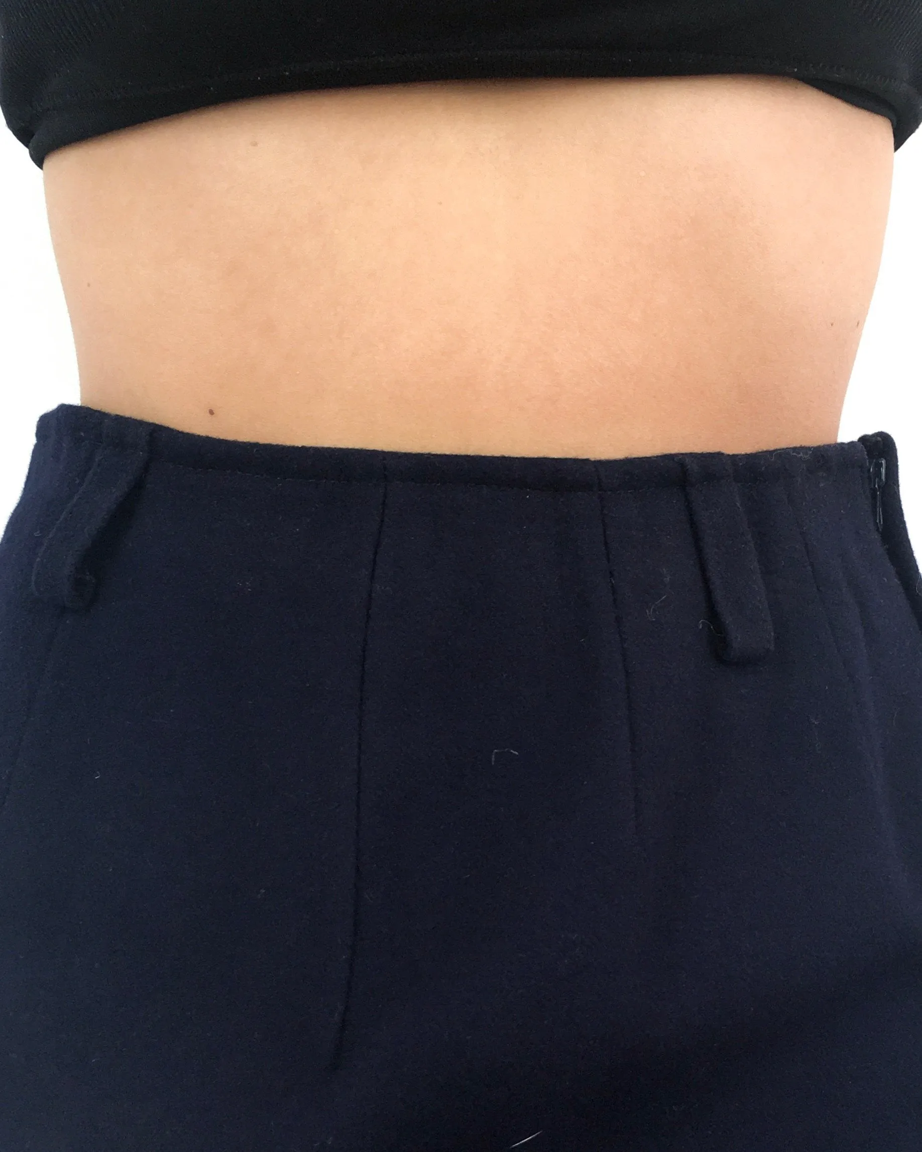 70s/80s vintage navy blue pencil skirt, matching belt
