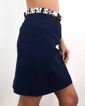 70s/80s vintage navy blue pencil skirt, matching belt