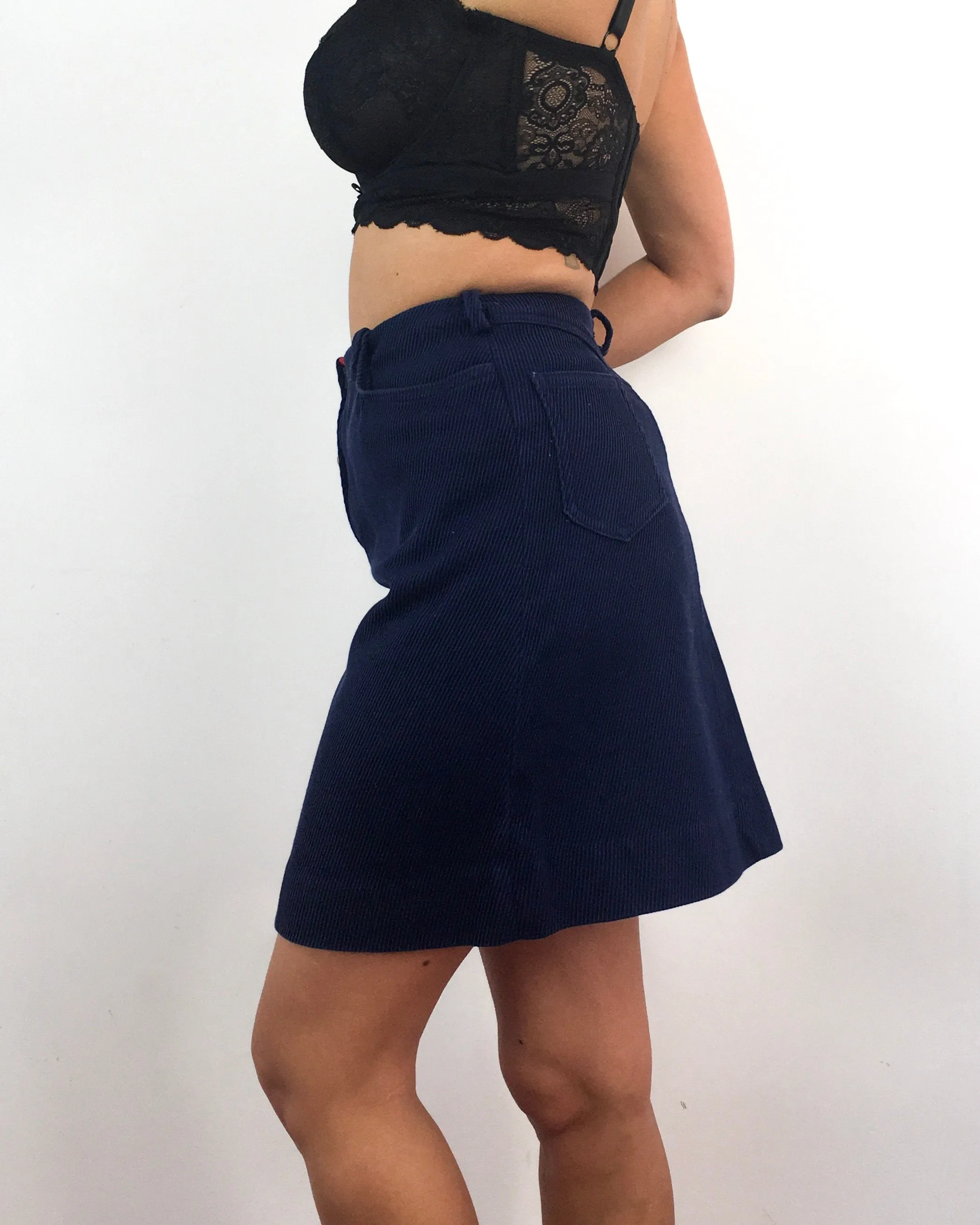 70s/80s vintage navy blue pencil skirt, matching belt