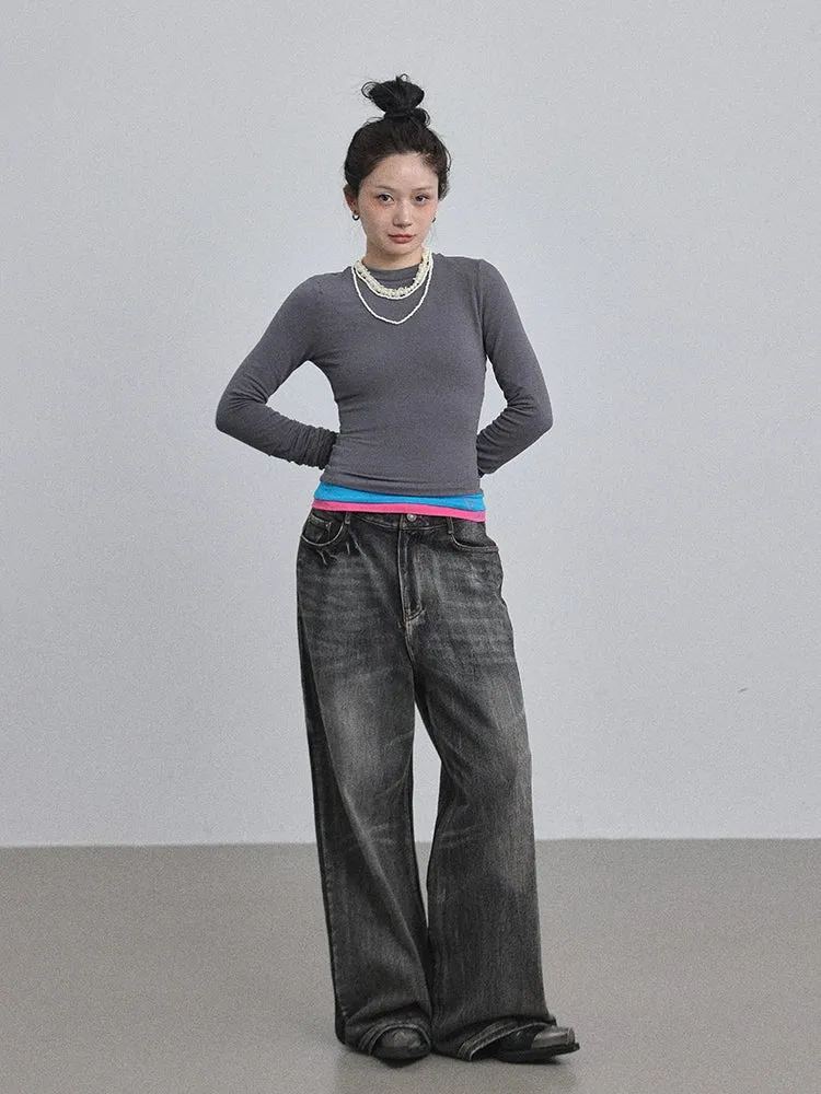 Achihara Contrast-Colored Base-Layer Long sleeved T-shirt