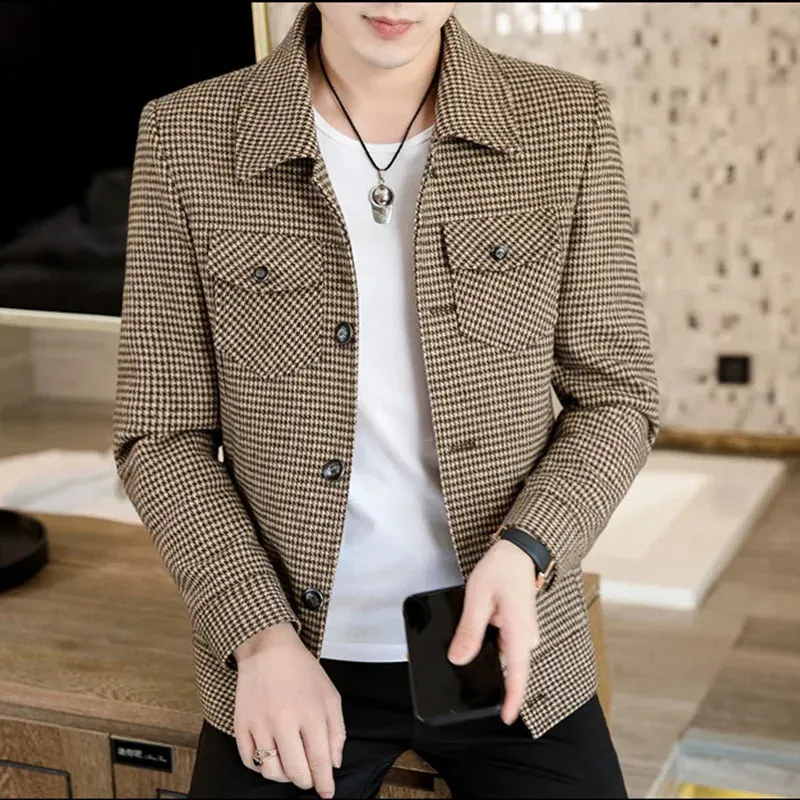 ADVBRIDGE New Spring and Autumn High Quality Lattice Leisure Men's Jacket Slim Fashion Spring Men's Jacket Youth Sunshine Men's Jacket