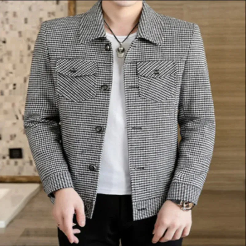 ADVBRIDGE New Spring and Autumn High Quality Lattice Leisure Men's Jacket Slim Fashion Spring Men's Jacket Youth Sunshine Men's Jacket