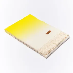 Alpaca Wool Throw Blanket - Yellow & White Ombre