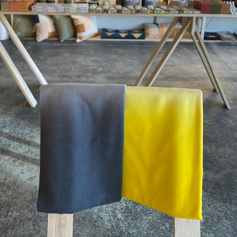 Alpaca Wool Throw Blanket - Yellow & White Ombre