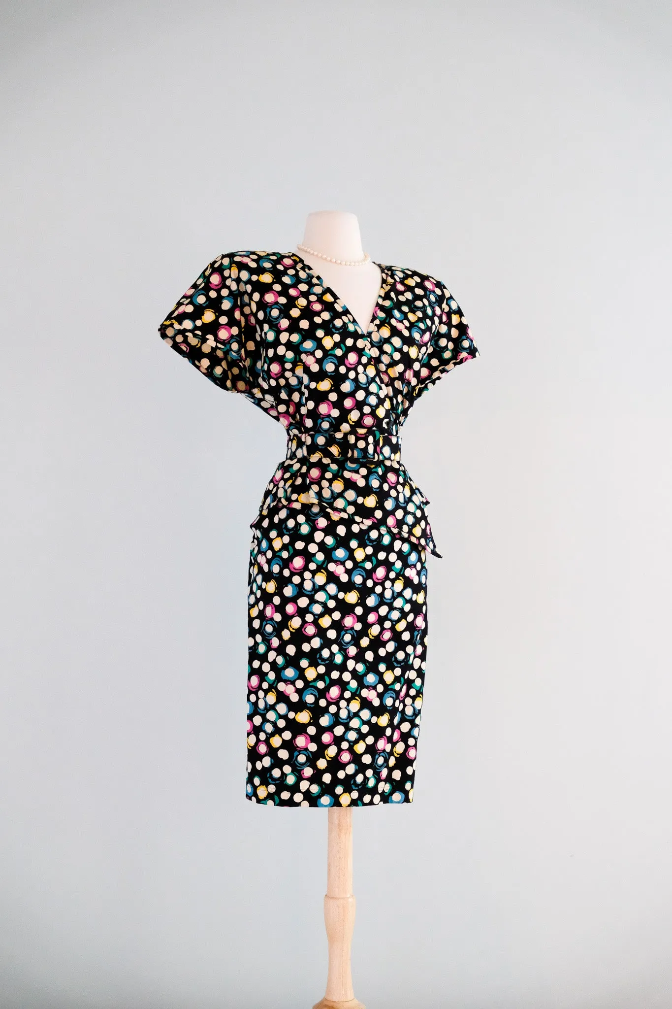 Amazing 1980's Made in Italy Two-Piece Polka Dot Set By Emanuel Ungaro / M
