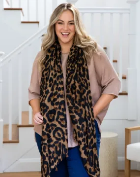 Animal Print Scarf - Brown Tassel