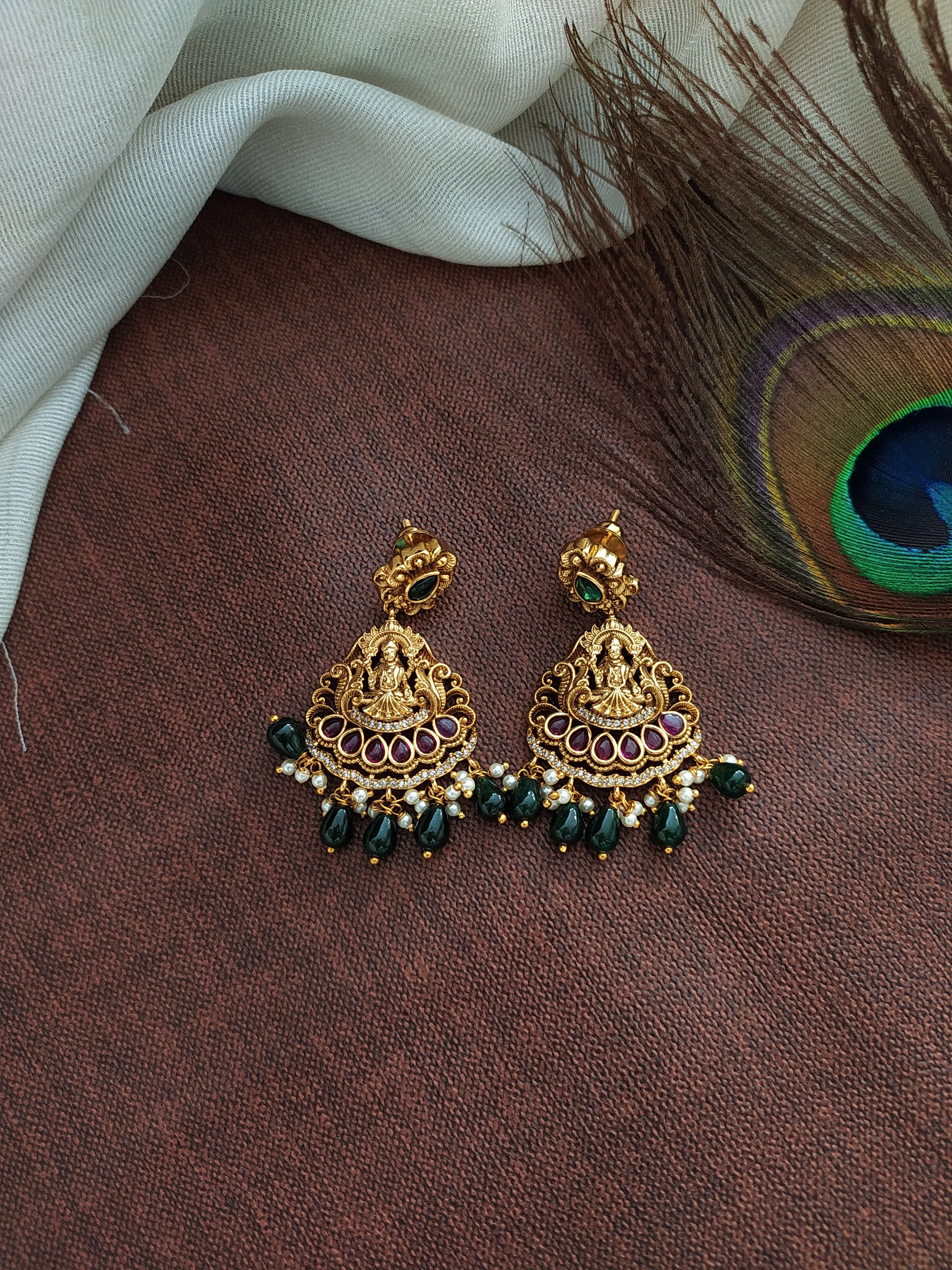 Antique Nakshi/Nagas Work Lakshmi Long Haram Set with Peacock & Lakshmi Intricates