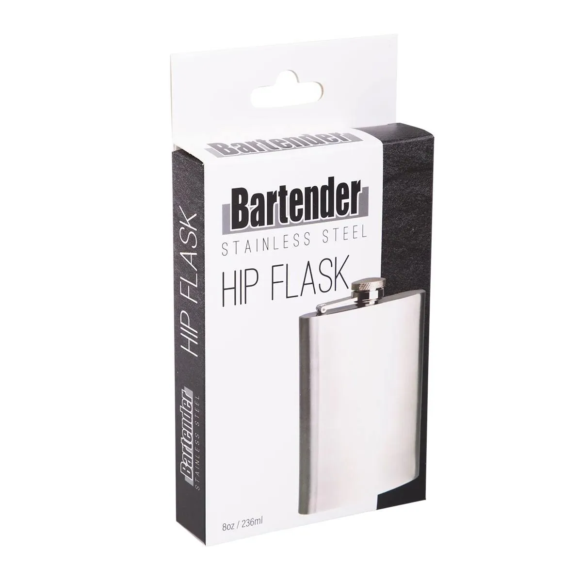 Bartender Stainless Steel Hip Flask 236ml