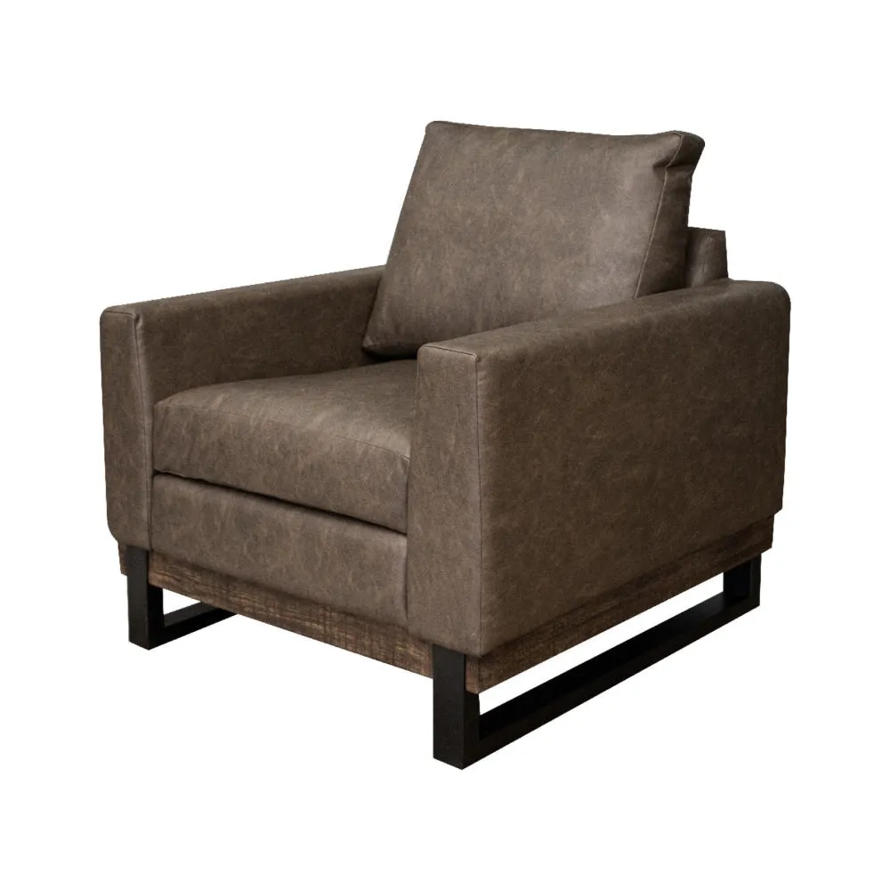Berry Accent Chair, Chocolate Brown Faux Leather Plush Foam, Solid Wood By Casagear Home