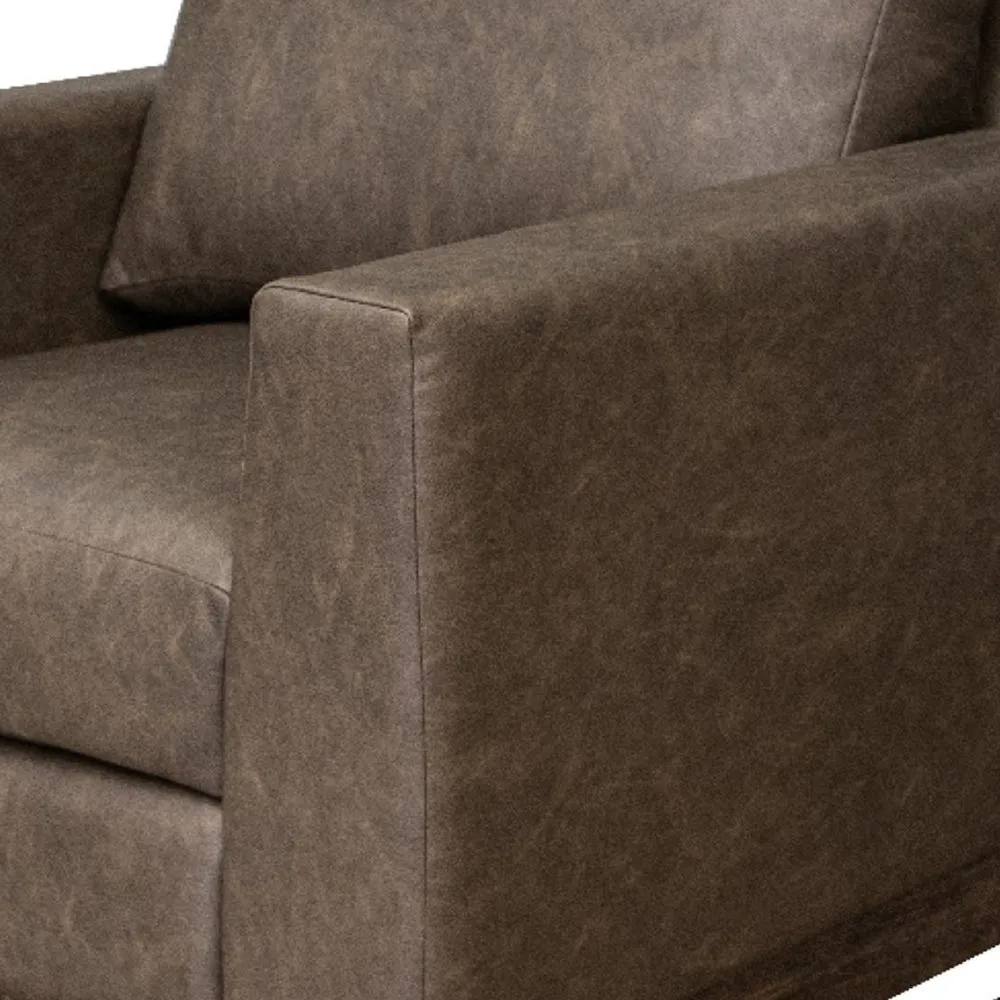 Berry Accent Chair, Chocolate Brown Faux Leather Plush Foam, Solid Wood By Casagear Home
