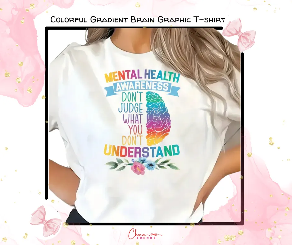 Colorful Gradient Brain Graphic T-shirt