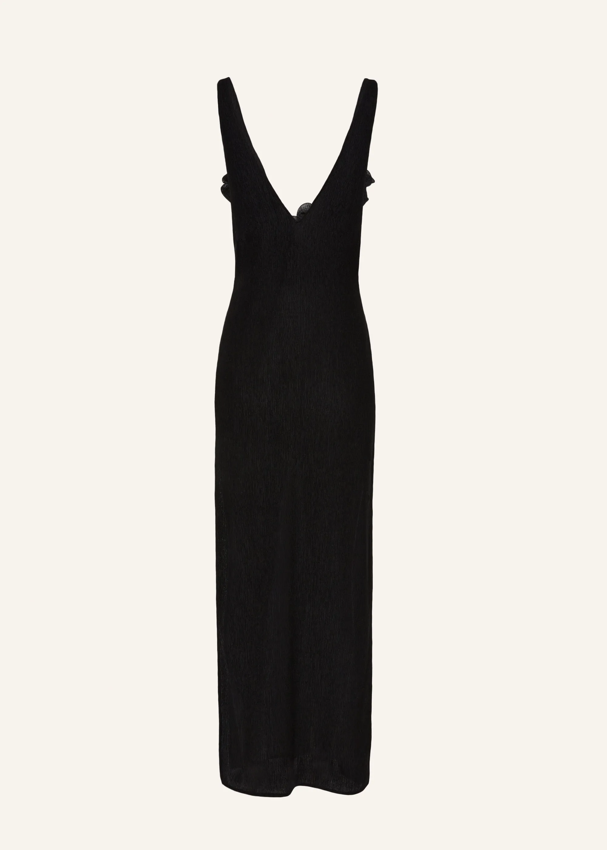 Crepe high leg maxi dress in black