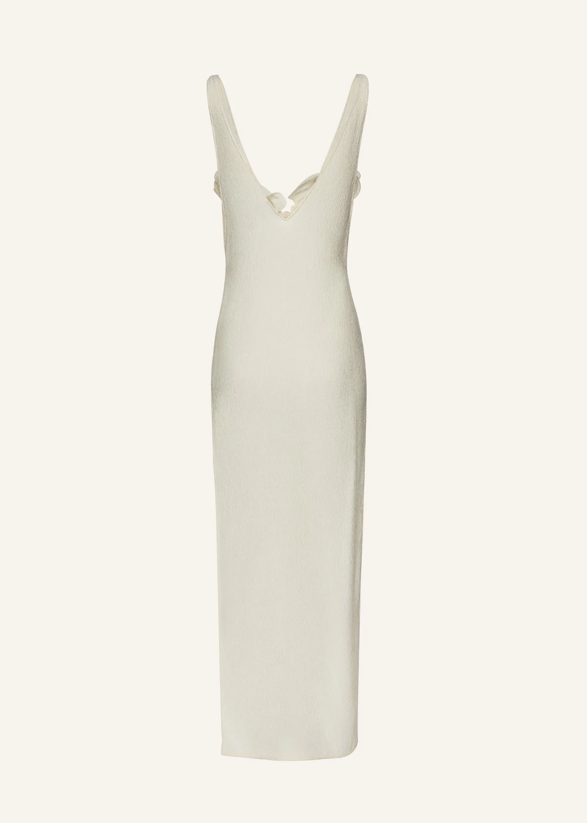 Crepe high leg maxi dress in cream