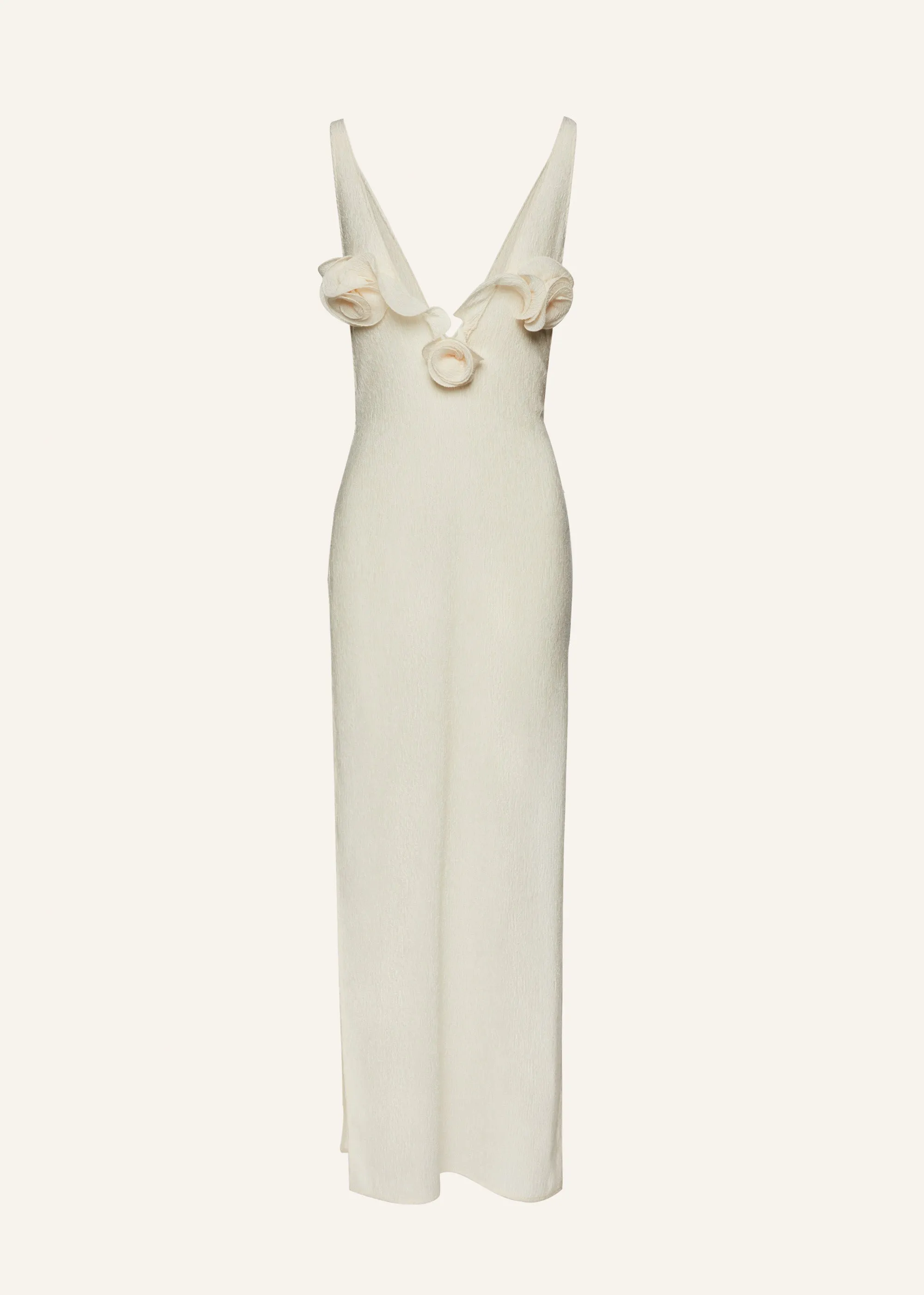 Crepe high leg maxi dress in cream