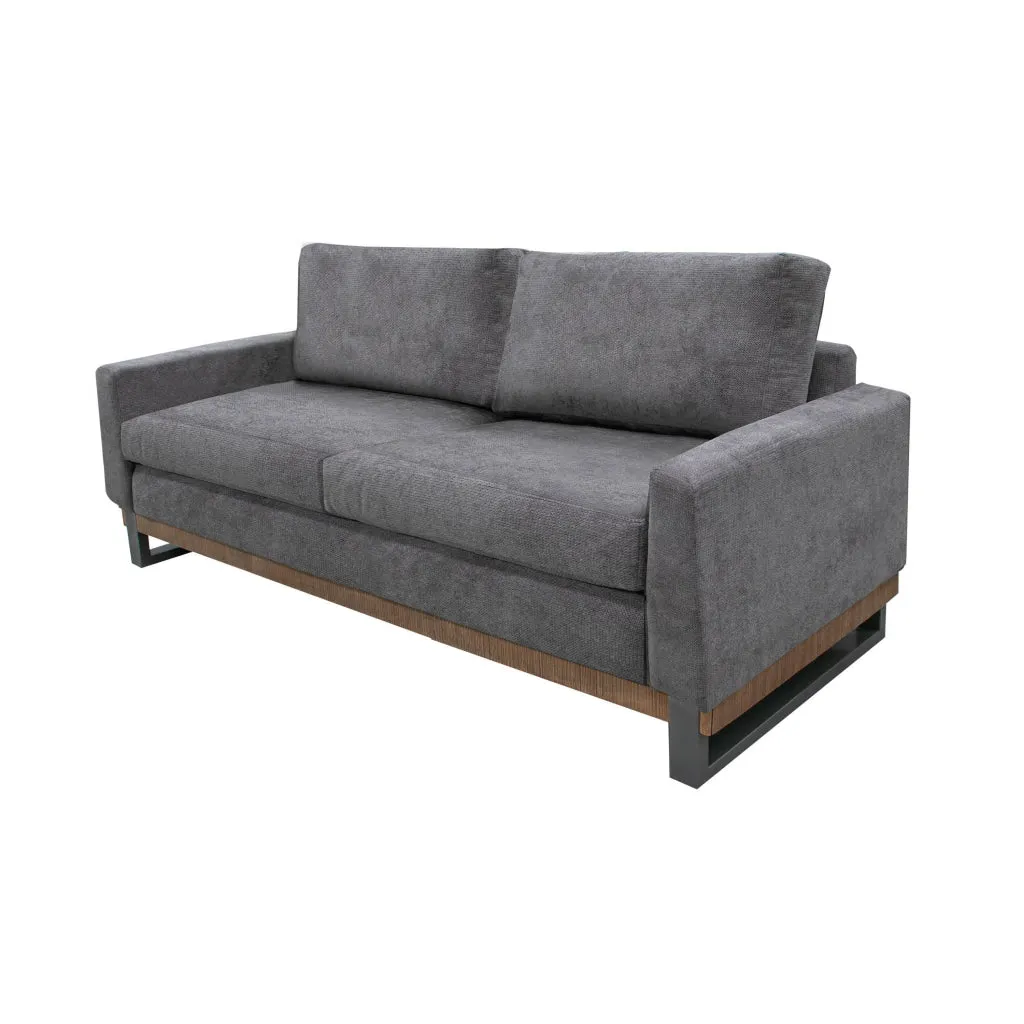 Dome Loveseat, 2 Accent Pillows, 63 Inch, Solid Pine Wood, Gray Polyester By Casagear Home