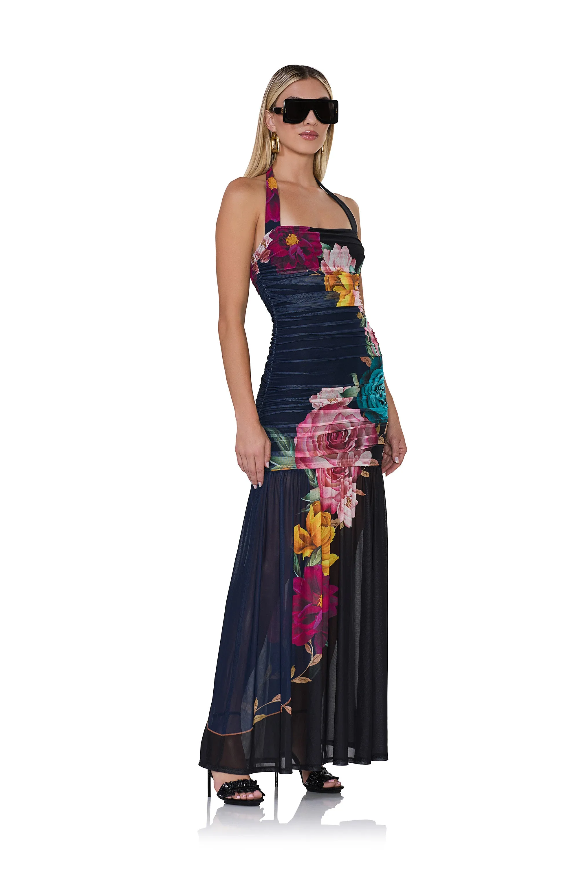 Eva Dress - Navy Block Floral