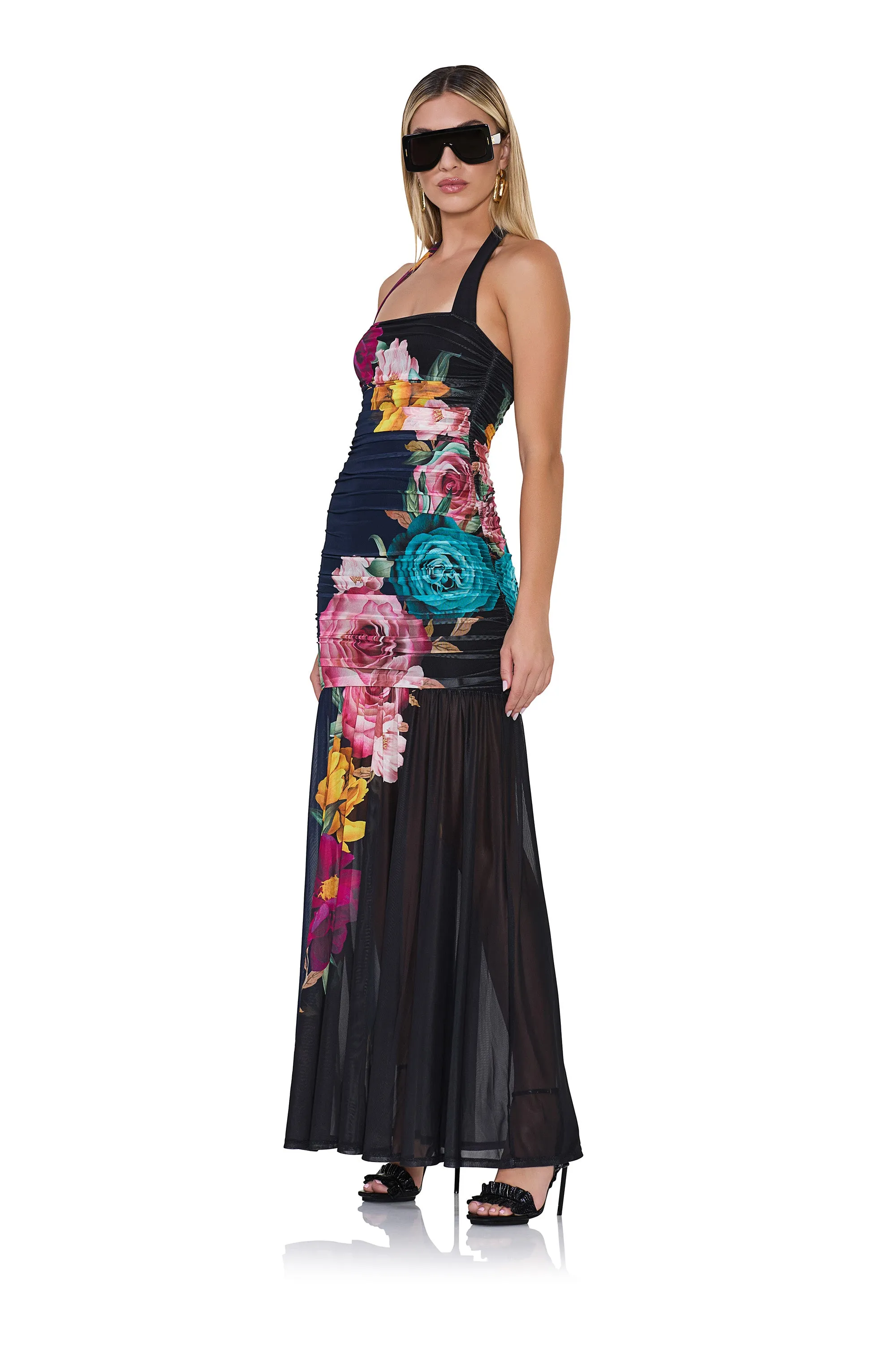 Eva Dress - Navy Block Floral