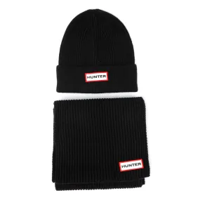 Hunter Jura Beanie Hat & Scarf Boxset Acrylic Black