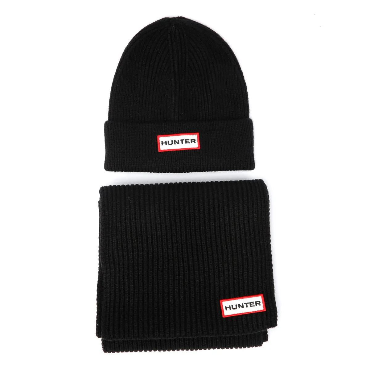 Hunter Jura Beanie Hat & Scarf Boxset Acrylic Black