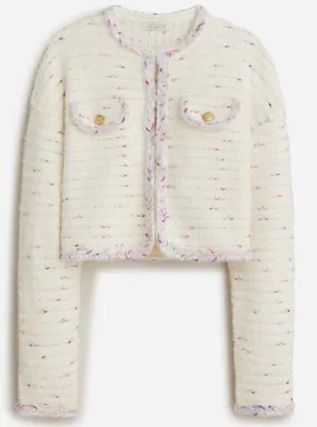 JCREW NWT! CROPPED LADY MARLED YARN IVORY JACKET SIZE M