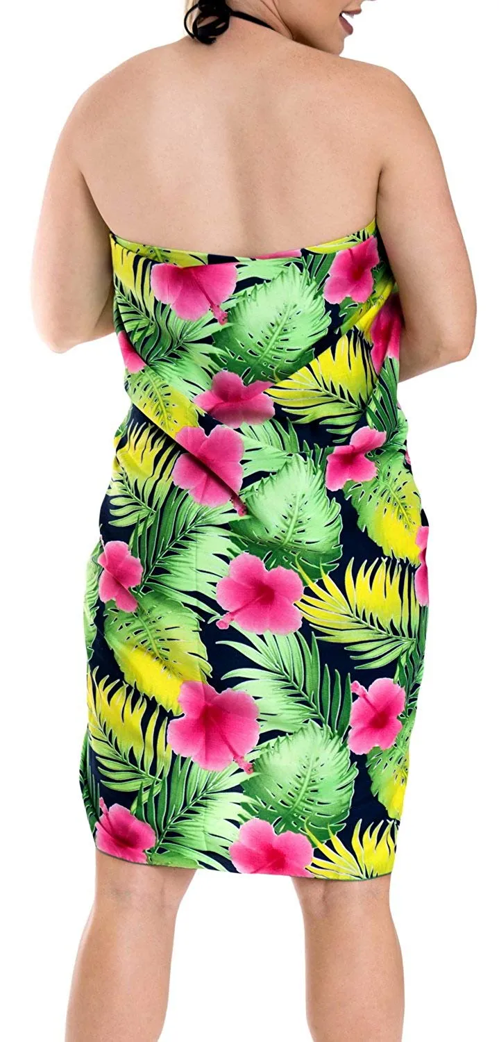 LA LEELA Women Beachwear Bikini Cover up Wrap Dress Swimwear Sarong 13 Plus Size