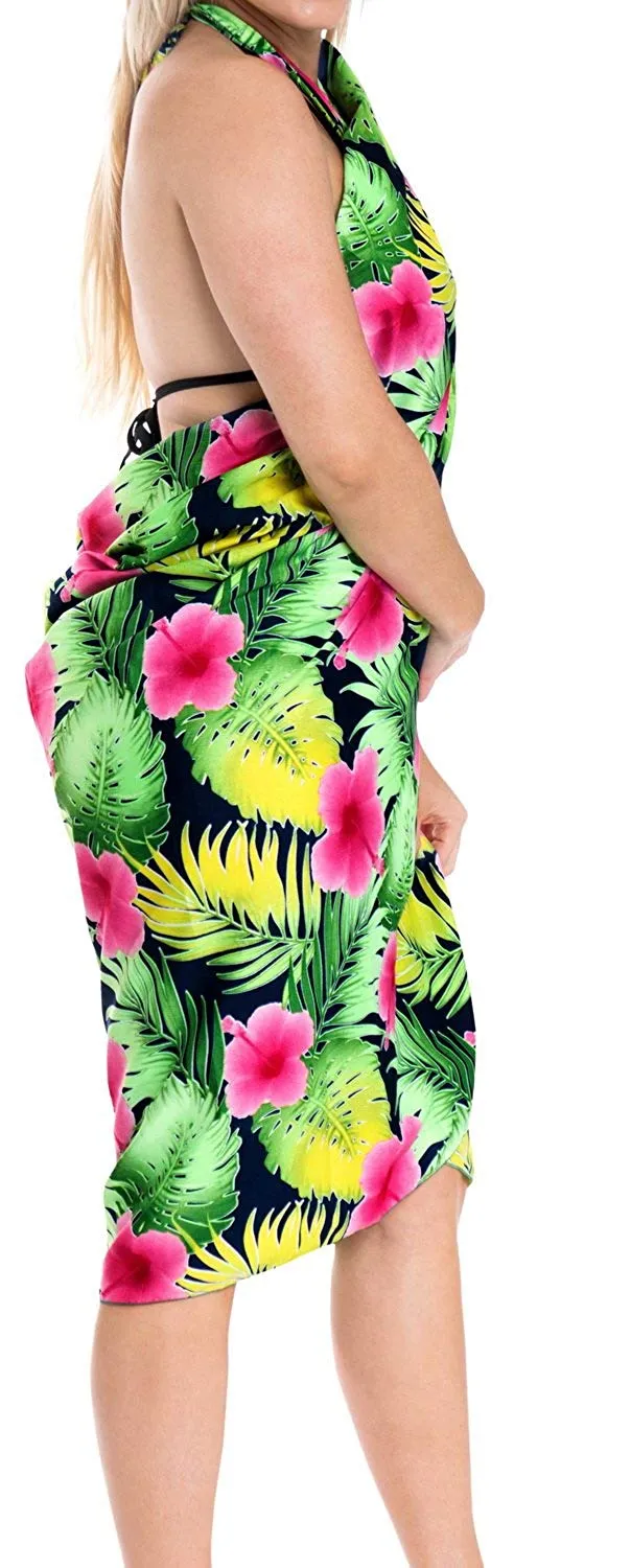 LA LEELA Women Beachwear Bikini Cover up Wrap Dress Swimwear Sarong 13 Plus Size