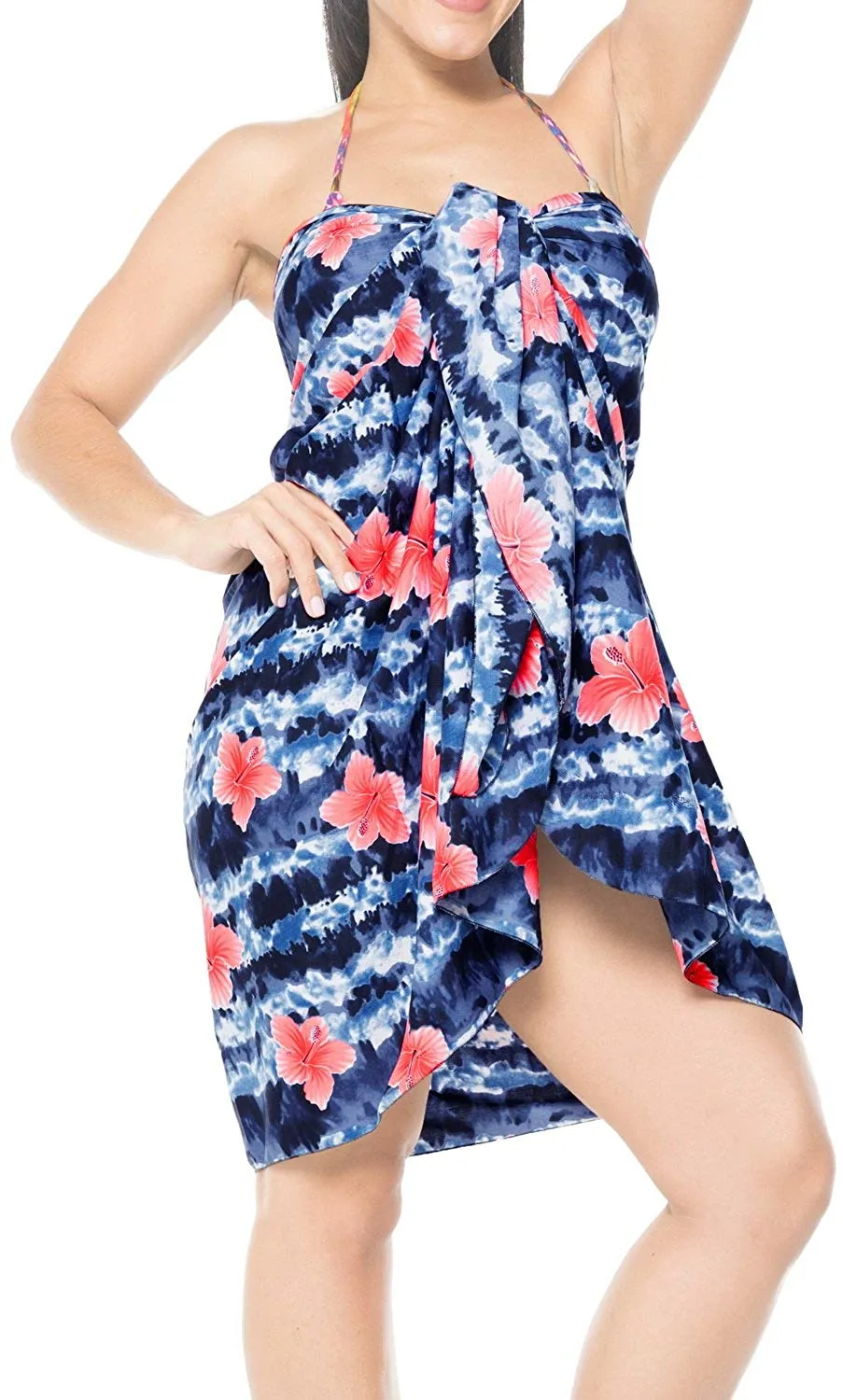 LA LEELA Women Beachwear Bikini Cover up Wrap Dress Swimwear Sarong 13 Plus Size