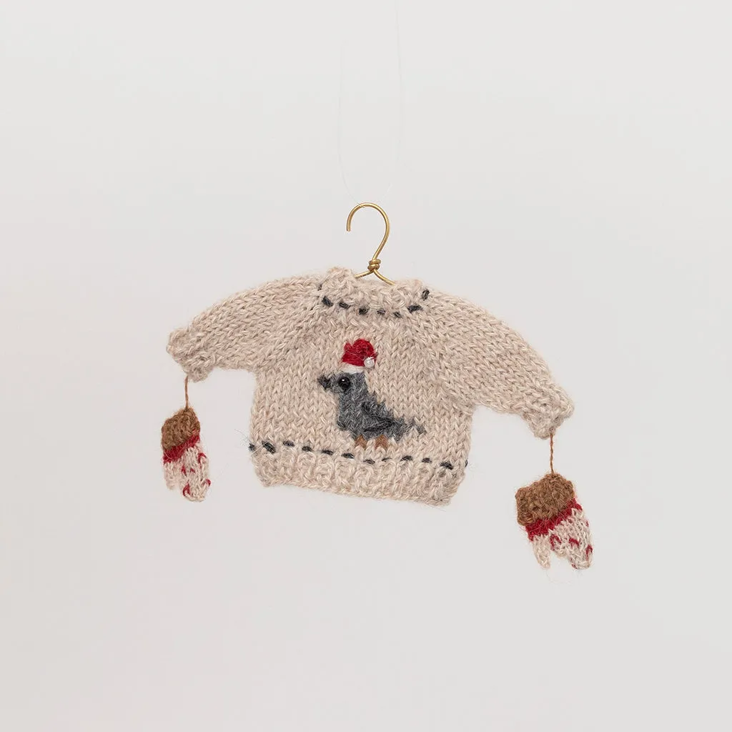 Mini Pigeon Sweater with Mittens Ornament
