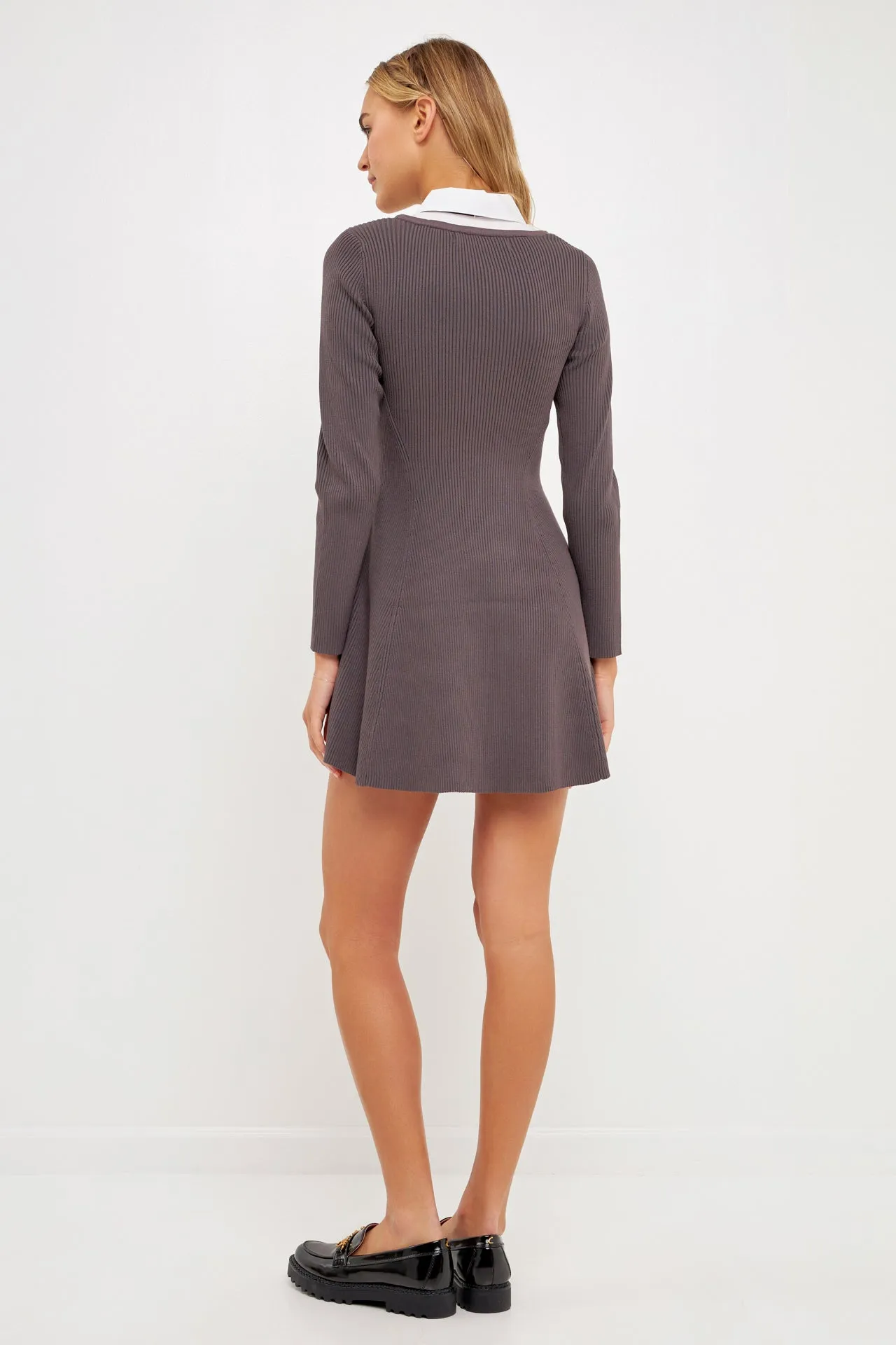 Mixed Media Fit and Flare Sweater Dress