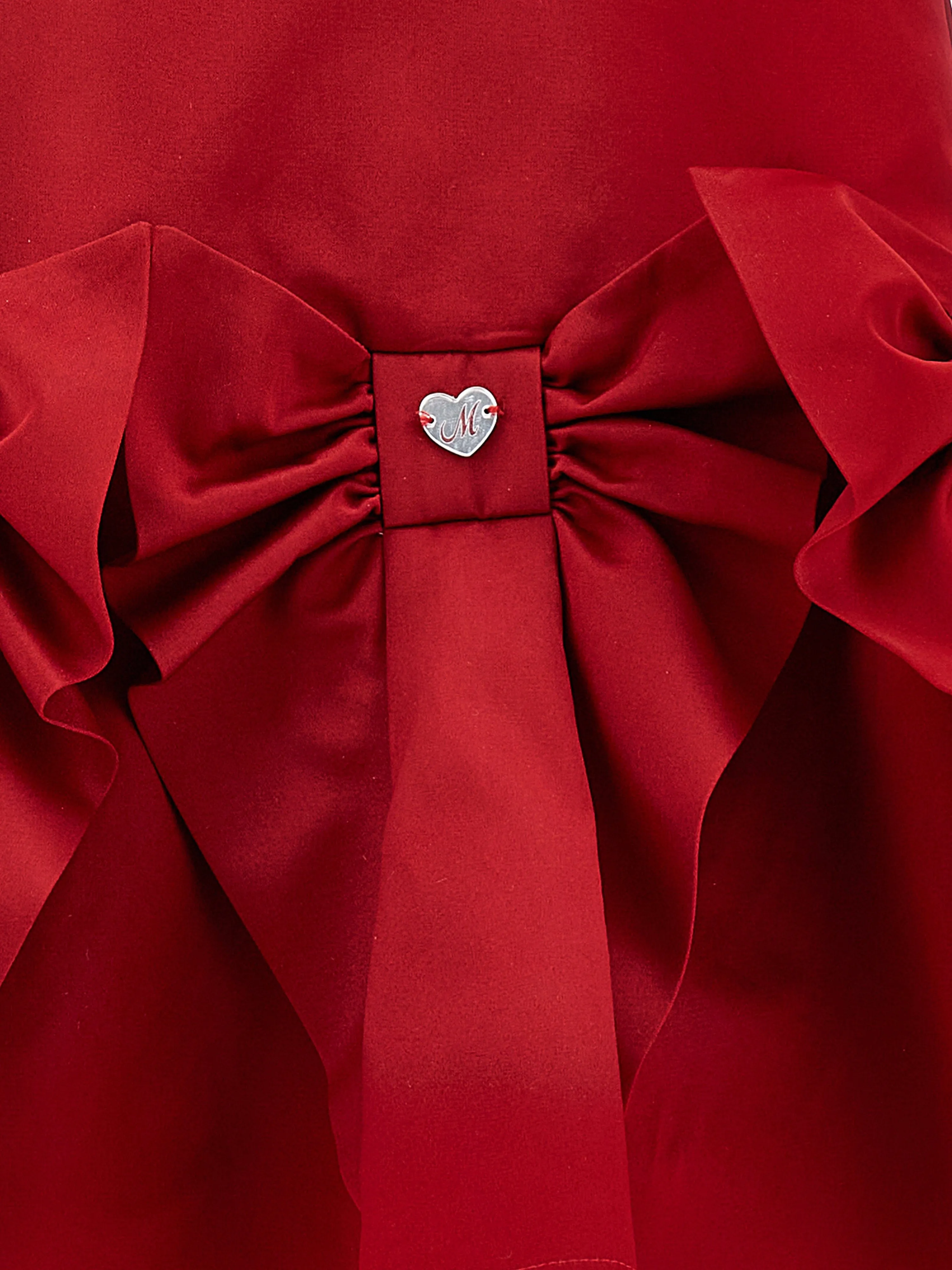 Monnalisa Girls Bow Duchess Dress in Red