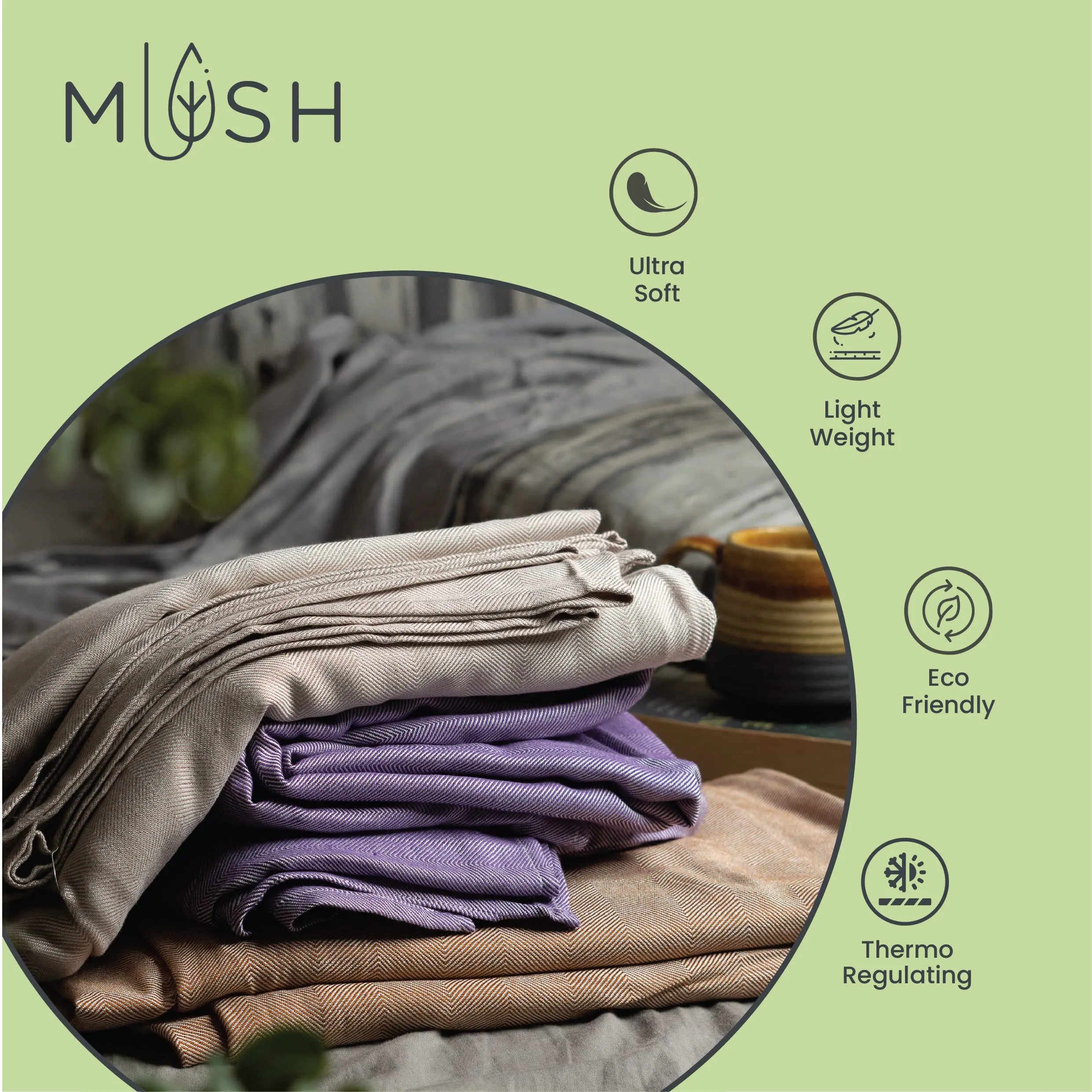 Mush Ultra-Soft, Light Weight & Thermoregulating, All Season 100% Bamboo Blanket & Dohar (Lavender, Small - 3.33 x 4.5 ft)