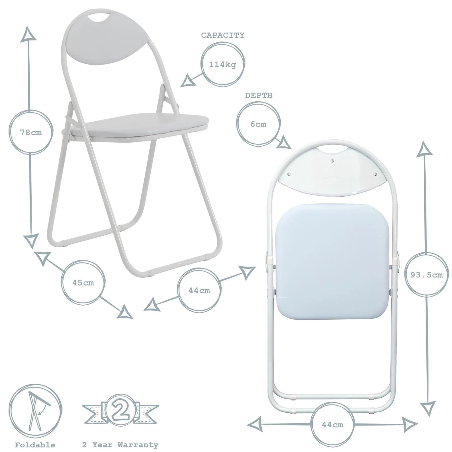 Padded Steel Folding Chair - By Harbour Housewares