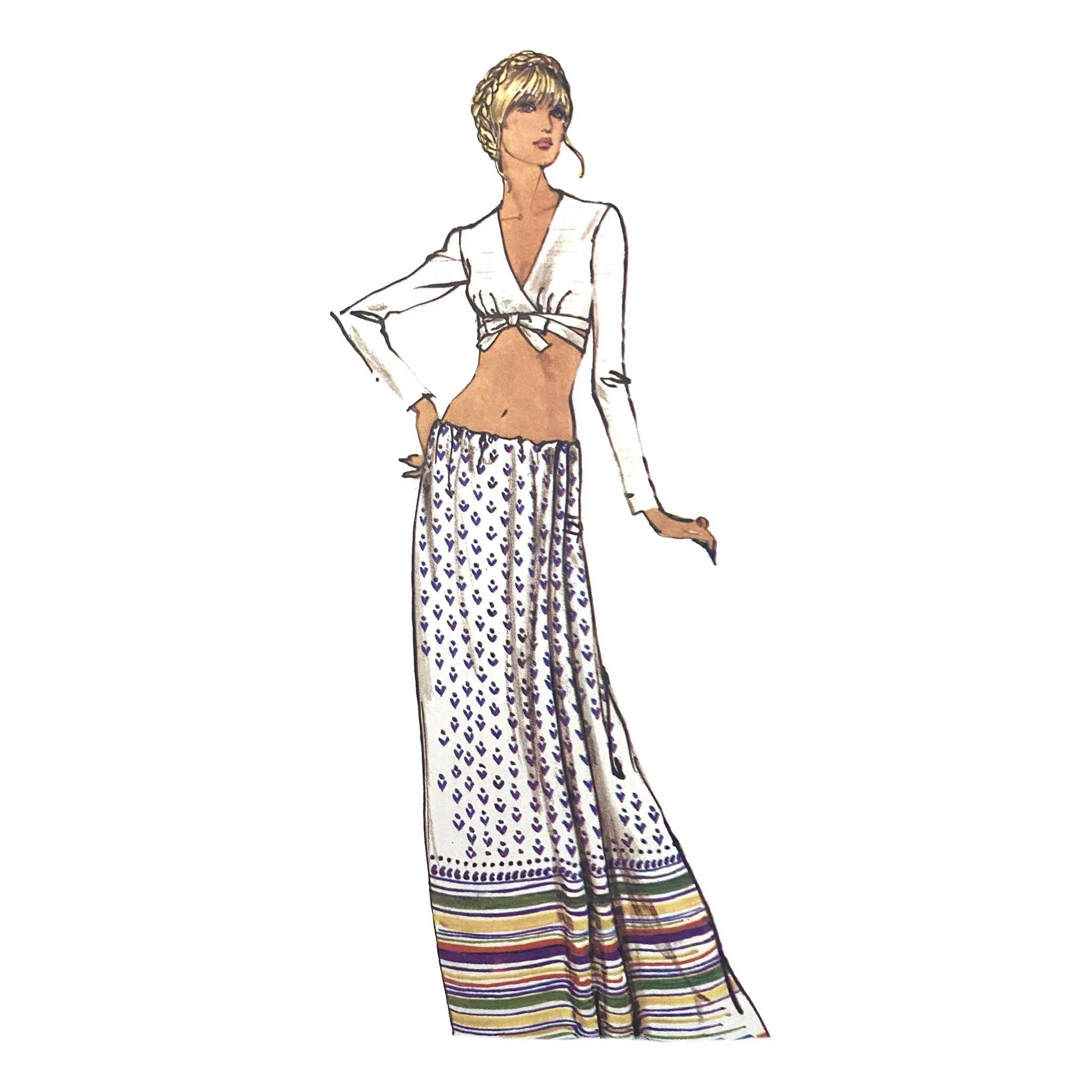 PDF - Vintage 1970s Pattern – Midriff Blouse & Tubular Maxi-Skirt Set -  Bust 32 ½” (82.6cm) - Instantly  Print at Home