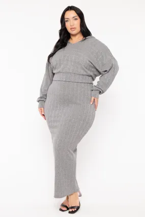 Plus Size Melli 2Pc  Sweater Maxi  Dress - Grey