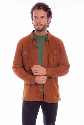 Scully Mens Button Up Shirt Cinnamon Leather Leather Jacket L
