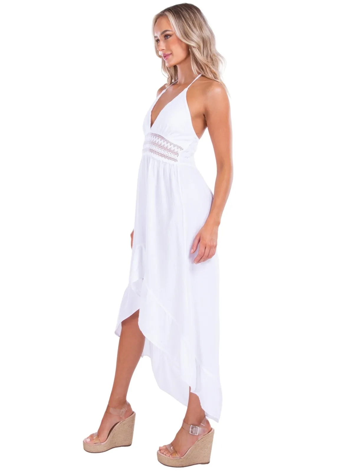 'Serenity' High Low Dress White