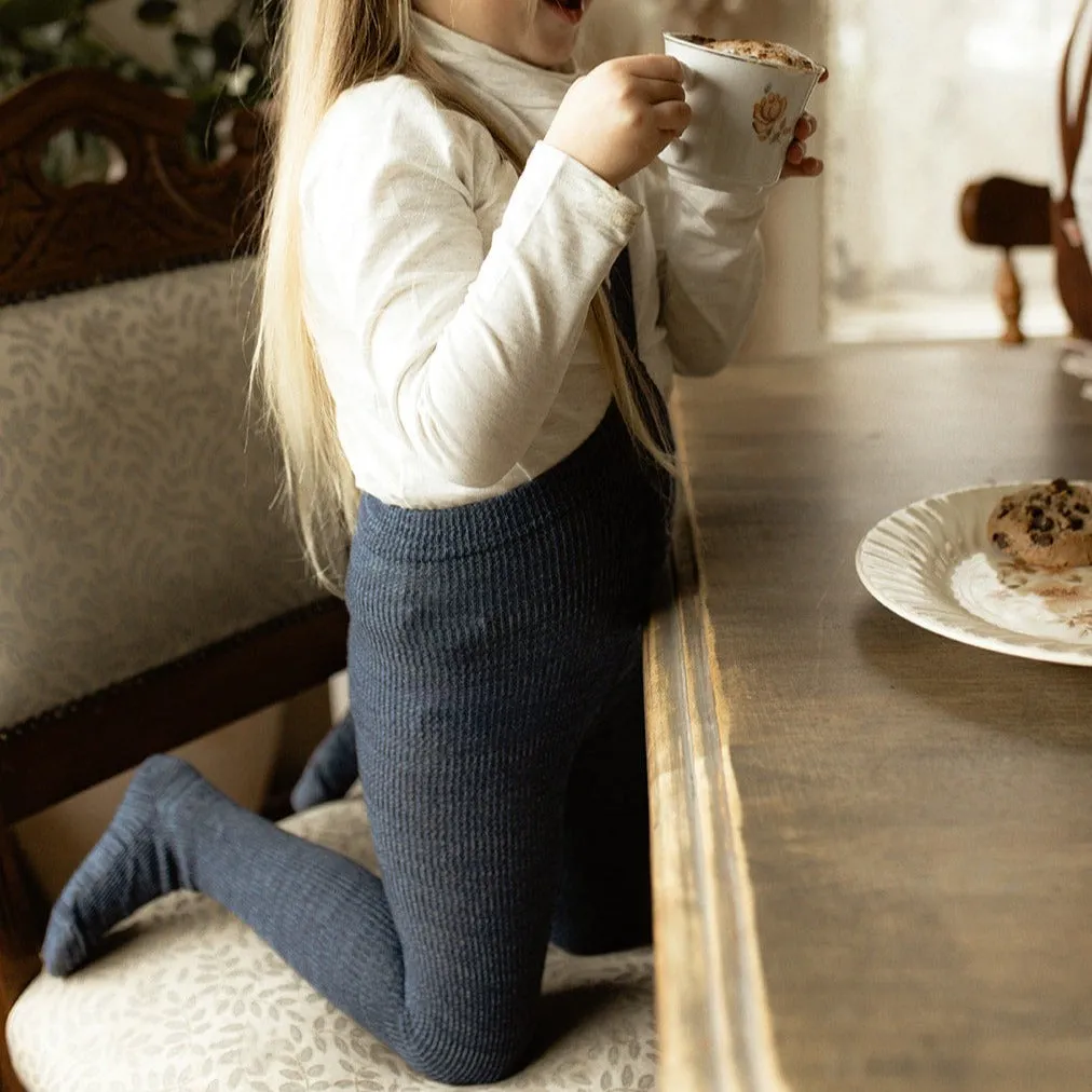 Silly Silas Unisex Rib Tights with Braces (Mosaic Denim)