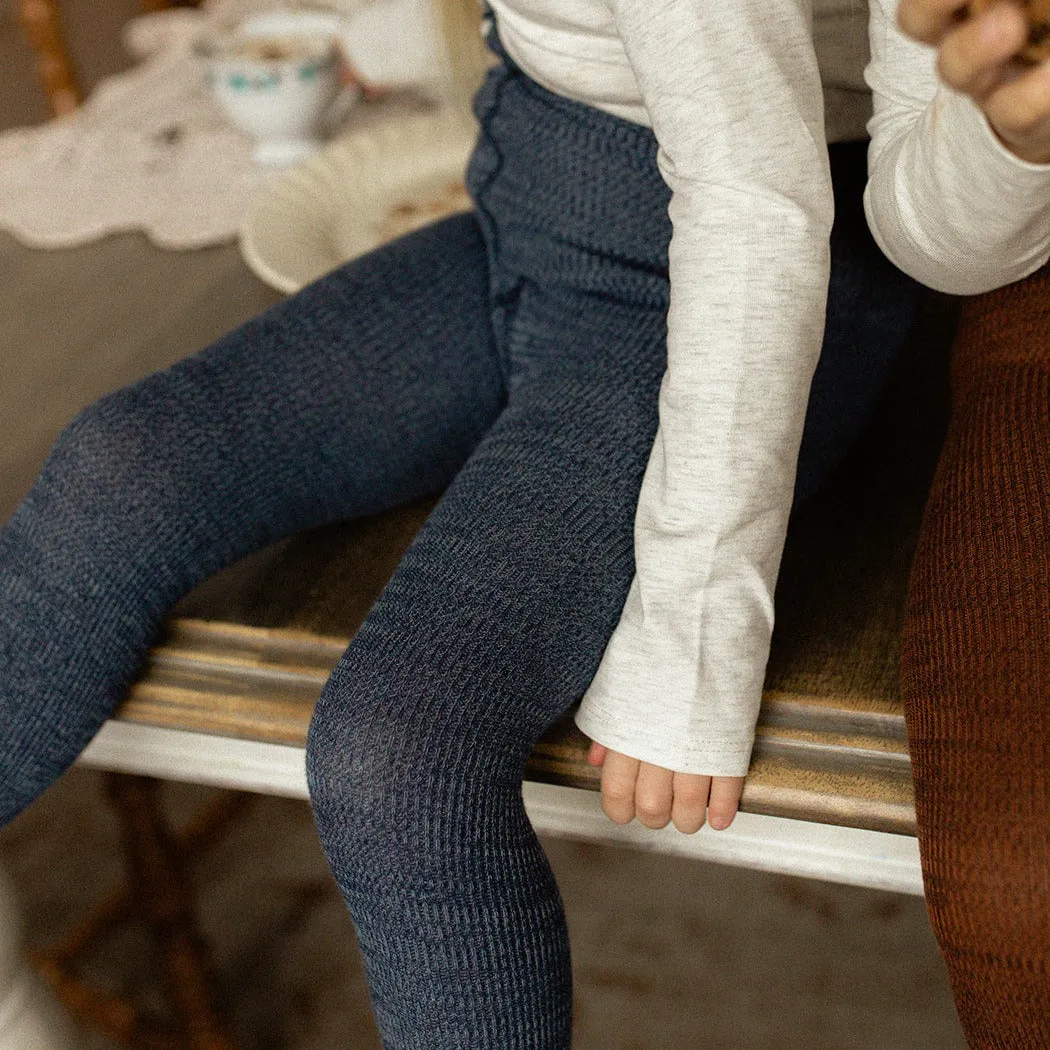 Silly Silas Unisex Rib Tights with Braces (Mosaic Denim)