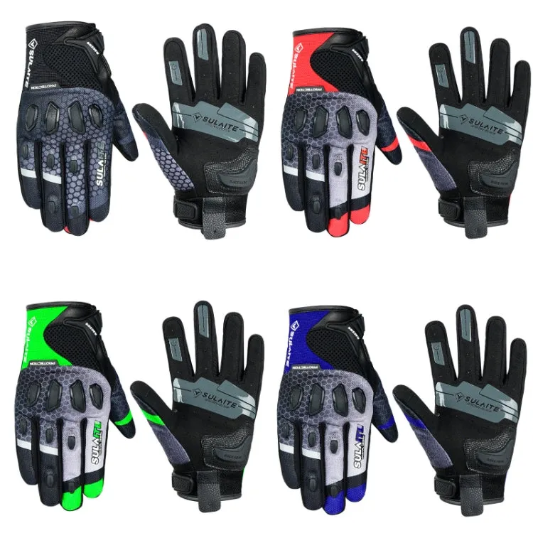 SULAITE Motorcycle Anti-fall Touch Screen Breathable Mesh Cycling Gloves, Size: XL(Black Blue)