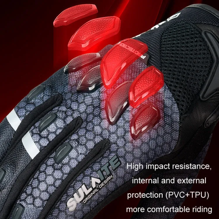SULAITE Motorcycle Anti-fall Touch Screen Breathable Mesh Cycling Gloves, Size: XL(Black Blue)