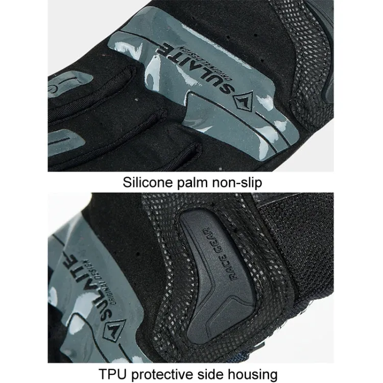 SULAITE Motorcycle Anti-fall Touch Screen Breathable Mesh Cycling Gloves, Size: XL(Black Blue)