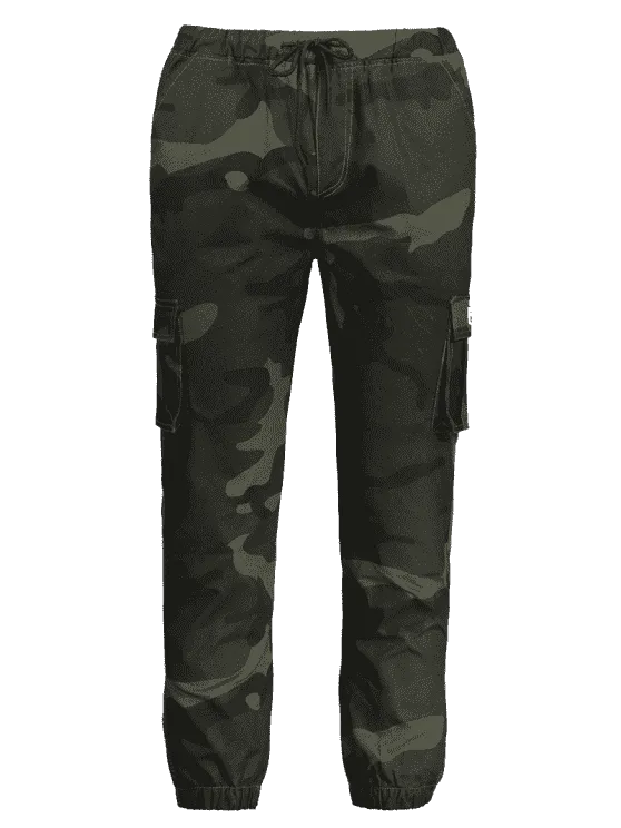 Trendy Drawstring Camouflage Jogger Pants