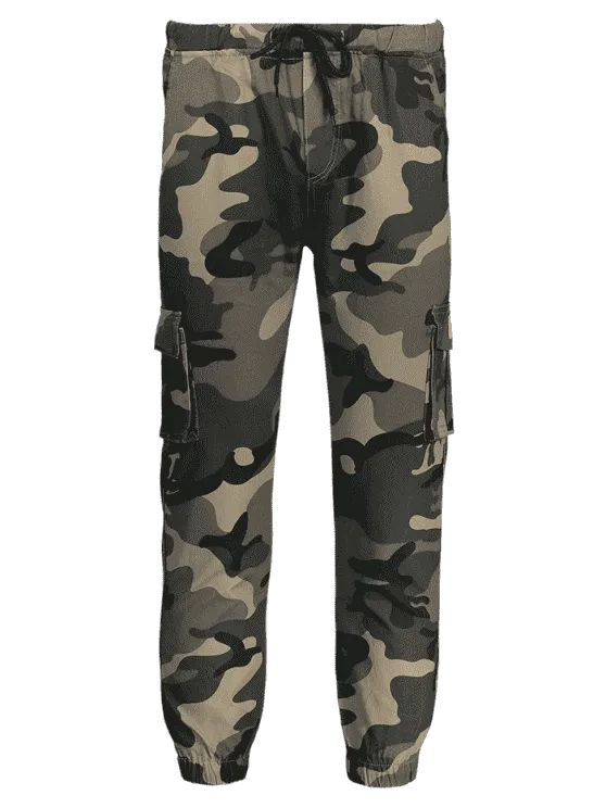 Trendy Drawstring Camouflage Jogger Pants