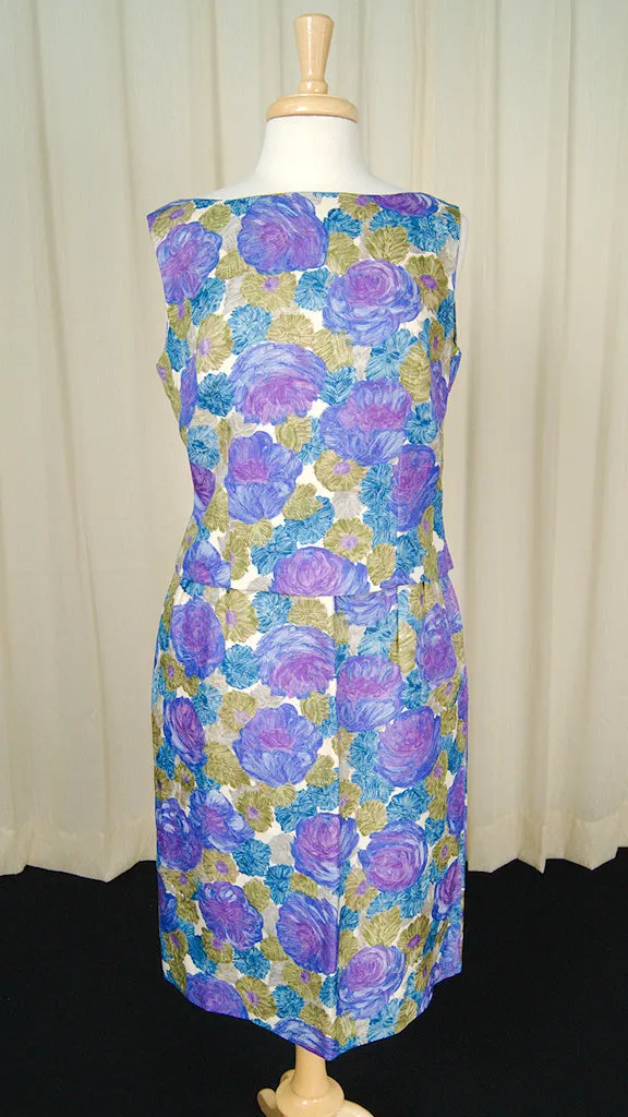 Vintage 1950s Floral Draped Skirt Set