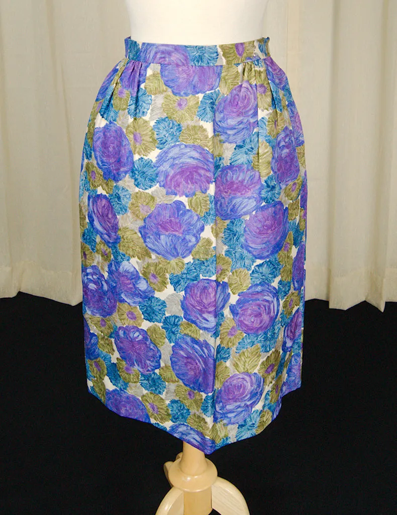 Vintage 1950s Floral Draped Skirt Set