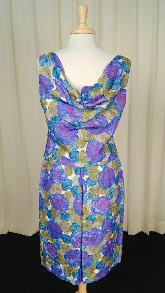 Vintage 1950s Floral Draped Skirt Set