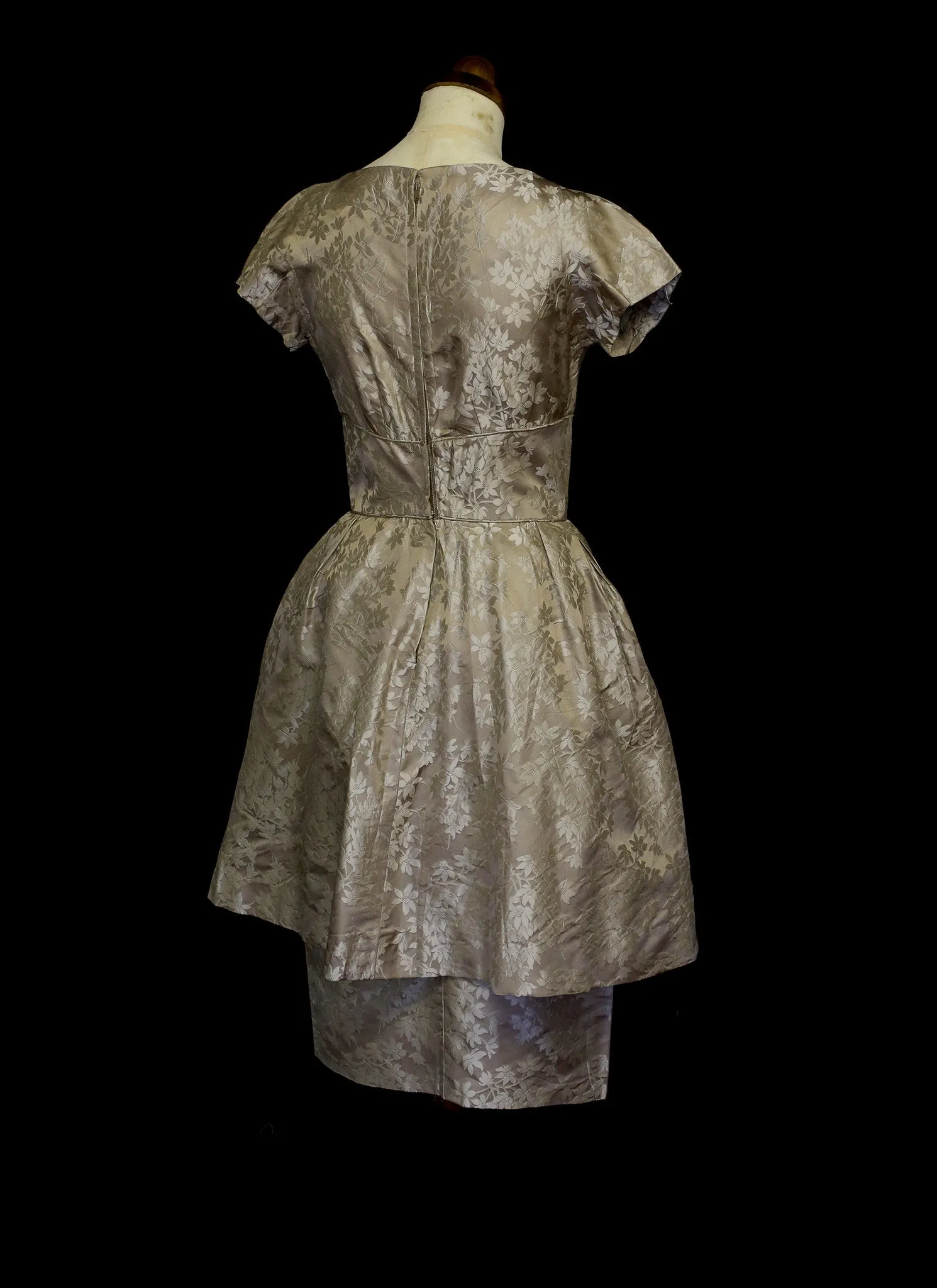 Vintage 1950s Oyster Silk Cocktail Dress