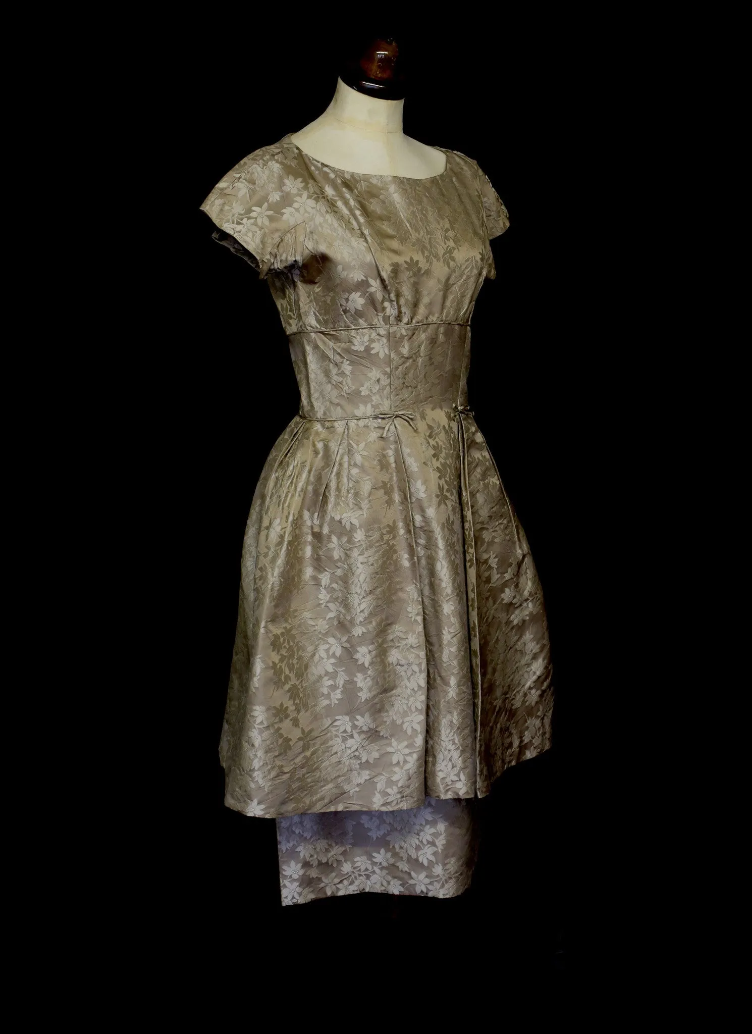 Vintage 1950s Oyster Silk Cocktail Dress