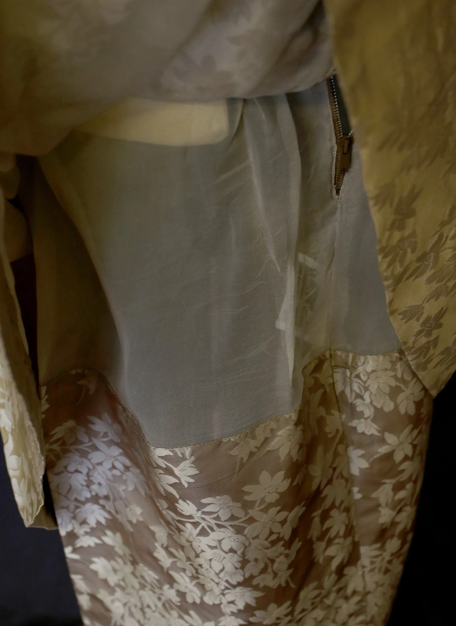 Vintage 1950s Oyster Silk Cocktail Dress
