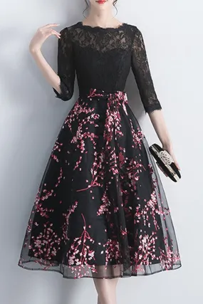 Women High Neck Elbow Sleeve Sequins Wedding Party Dress-WEPD83589